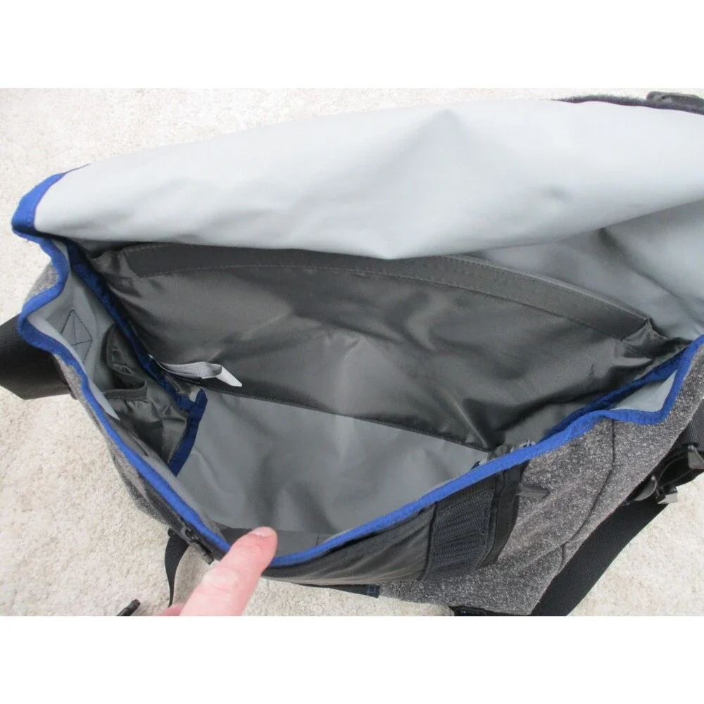 Timbuk2 Classic Messenger Bag Heather Gray Blue Trim Laptop Crossbody Shoulder